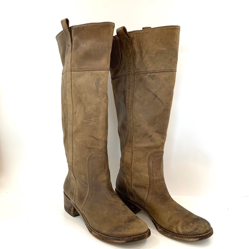 Halogen genuine distressed leather riding boots